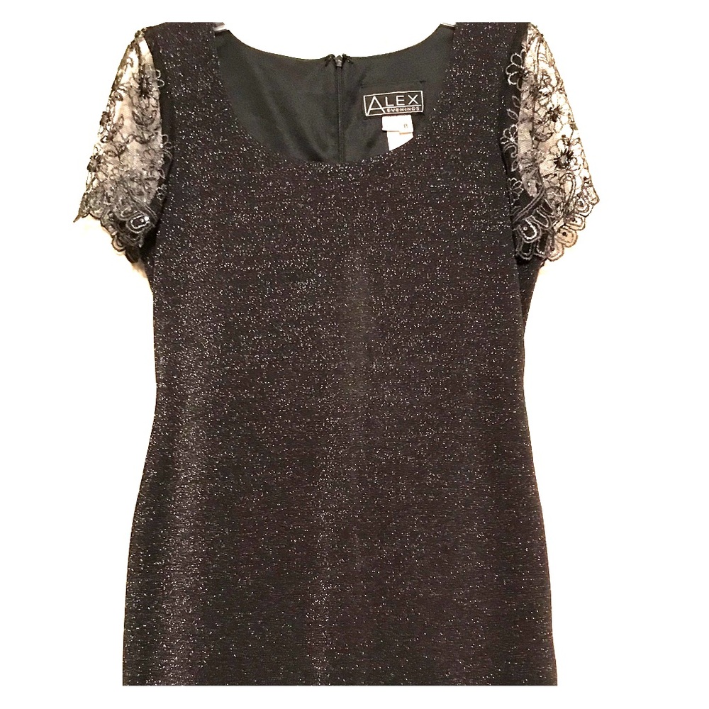 Cocktail Dress. Black with silver thread.