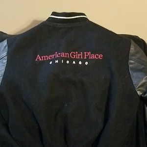 American Girl leather sleeve varsity jacket