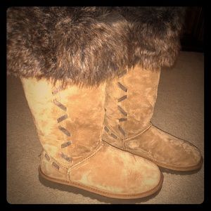 Ugg Tall Chocolate Fur Trimmed Boots