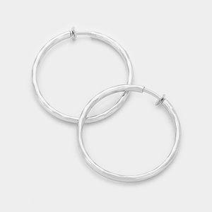 Hammered Silver Hoops