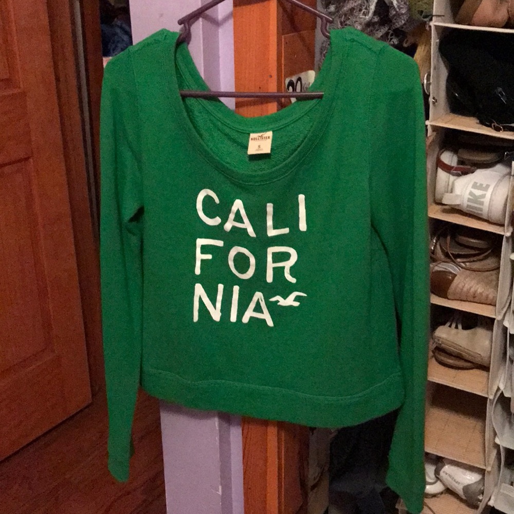 Green Hollister Crew Neck Sweater