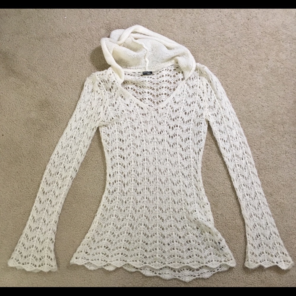 Mohair open weave sweater bell sleeves