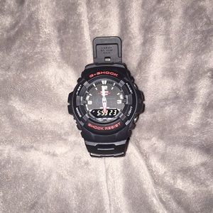 Black and Red G shock watch