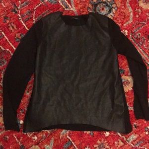 Black knit and faux leather sweater