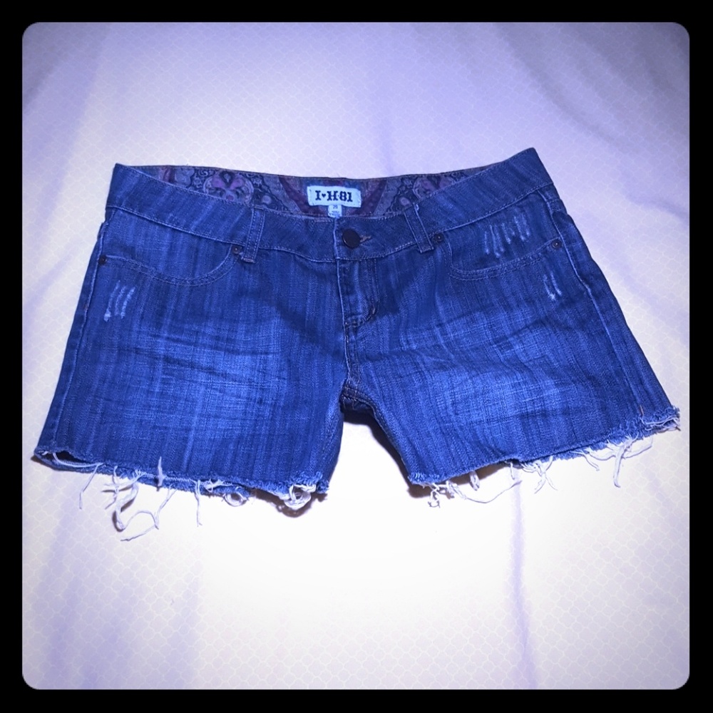 {Forever 21} Blue denim fringed shorts