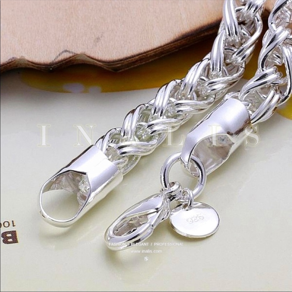 Sterling Silver Classical Twist Chain Bracelet - Picture 3 of 4