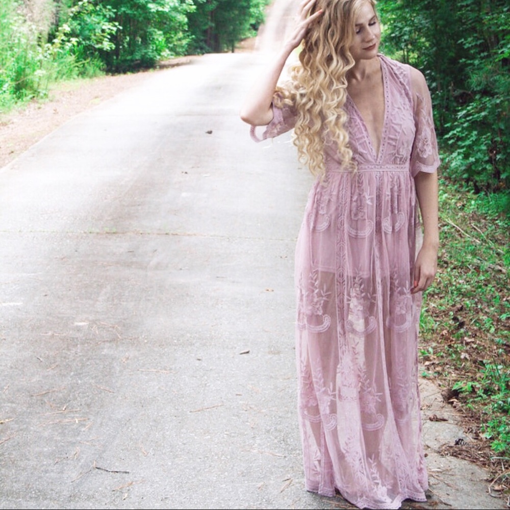 Mauve Lace Maxi Romper