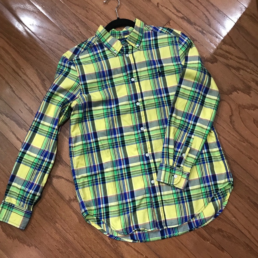Boy’s Polo yellow plaid button down shirt