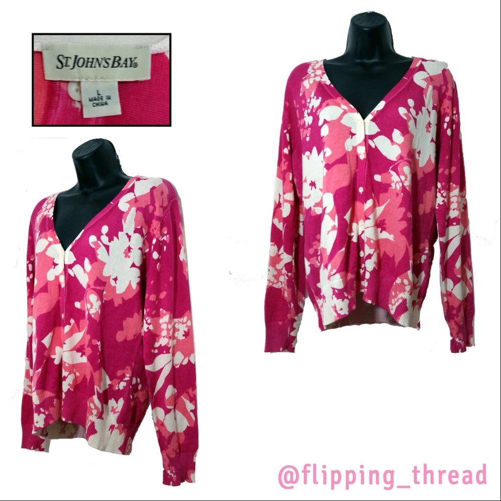 St. John’s Bay Floral Splash Cardigan - Size L
