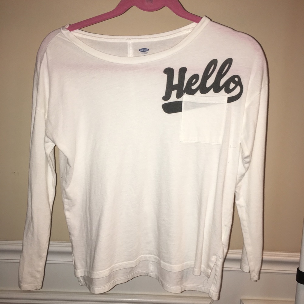 White long sleeved graphic tee