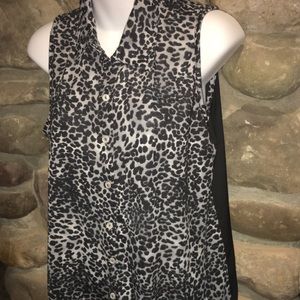 French Laundry flowing top, leopard print/black L