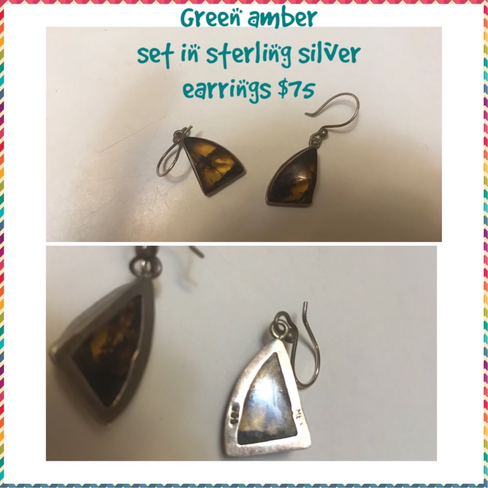 Green amber earrings
