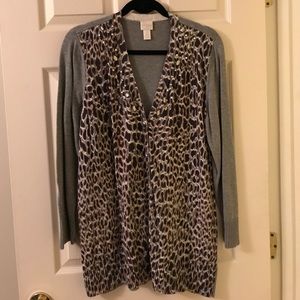 Animal print long sweater with jewels