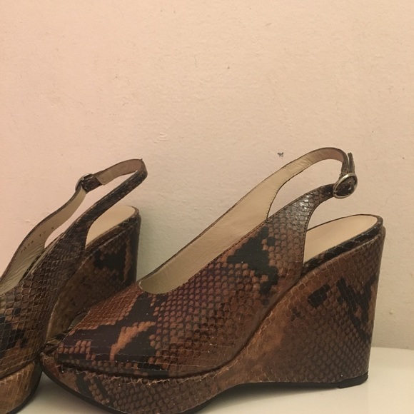 robert clergerie snake effect leather wedges - Picture 2 of 4