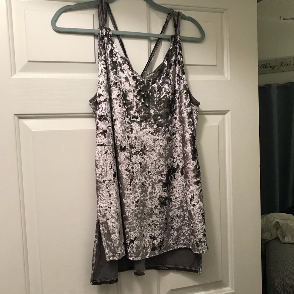 Grey velvet tank
