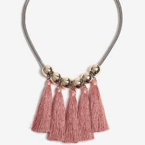 Pink tassel and ball necklace