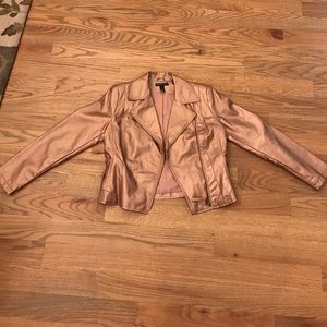 INC rose gold Faux Leather Moto jacket