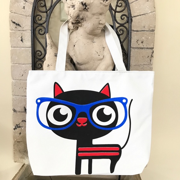 COMIC CAT WHITE ZIP UP TOTE - Picture 5 of 5