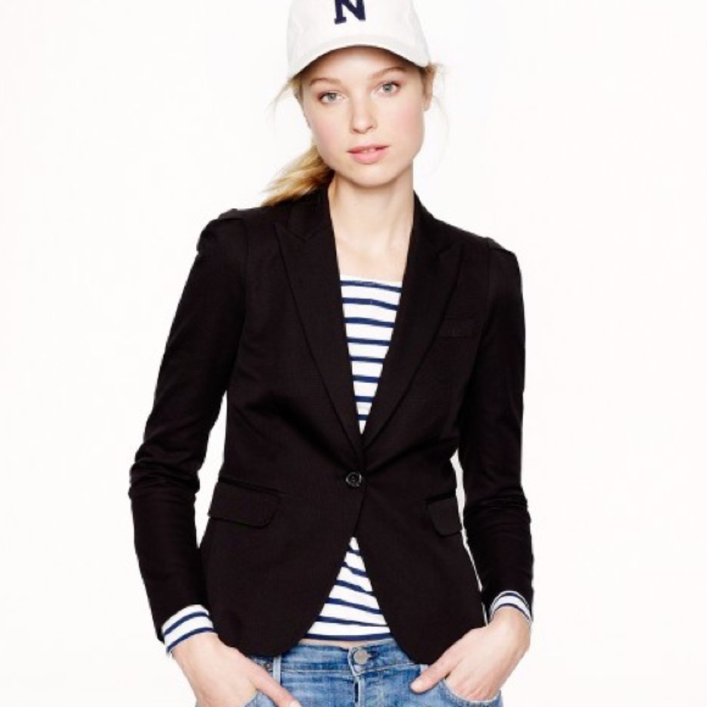 Black J. Crew blazer 10 puff sleeve stretch cotton
