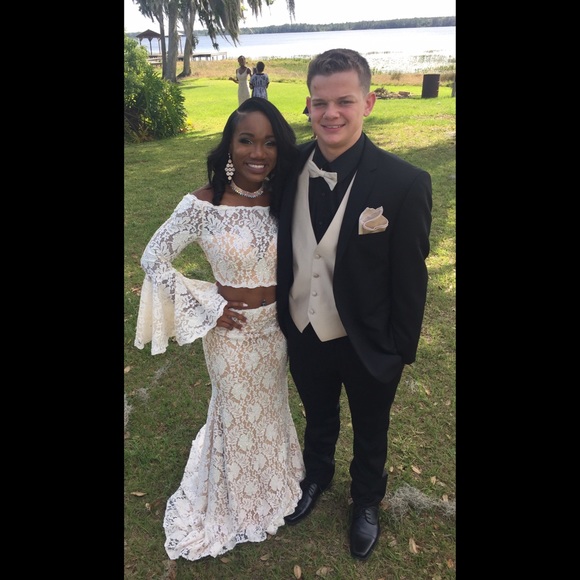 A lace two piece prom dress (Offer available) - Picture 2 of 3