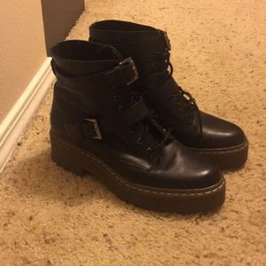 Topshop strappy combat boots high top