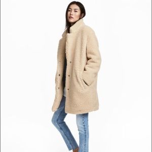 H&M Short Pile Beige Coat