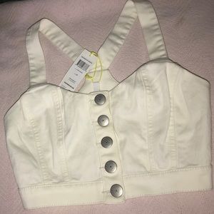 BCBG white denim top