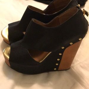 Awesome black studded wedges