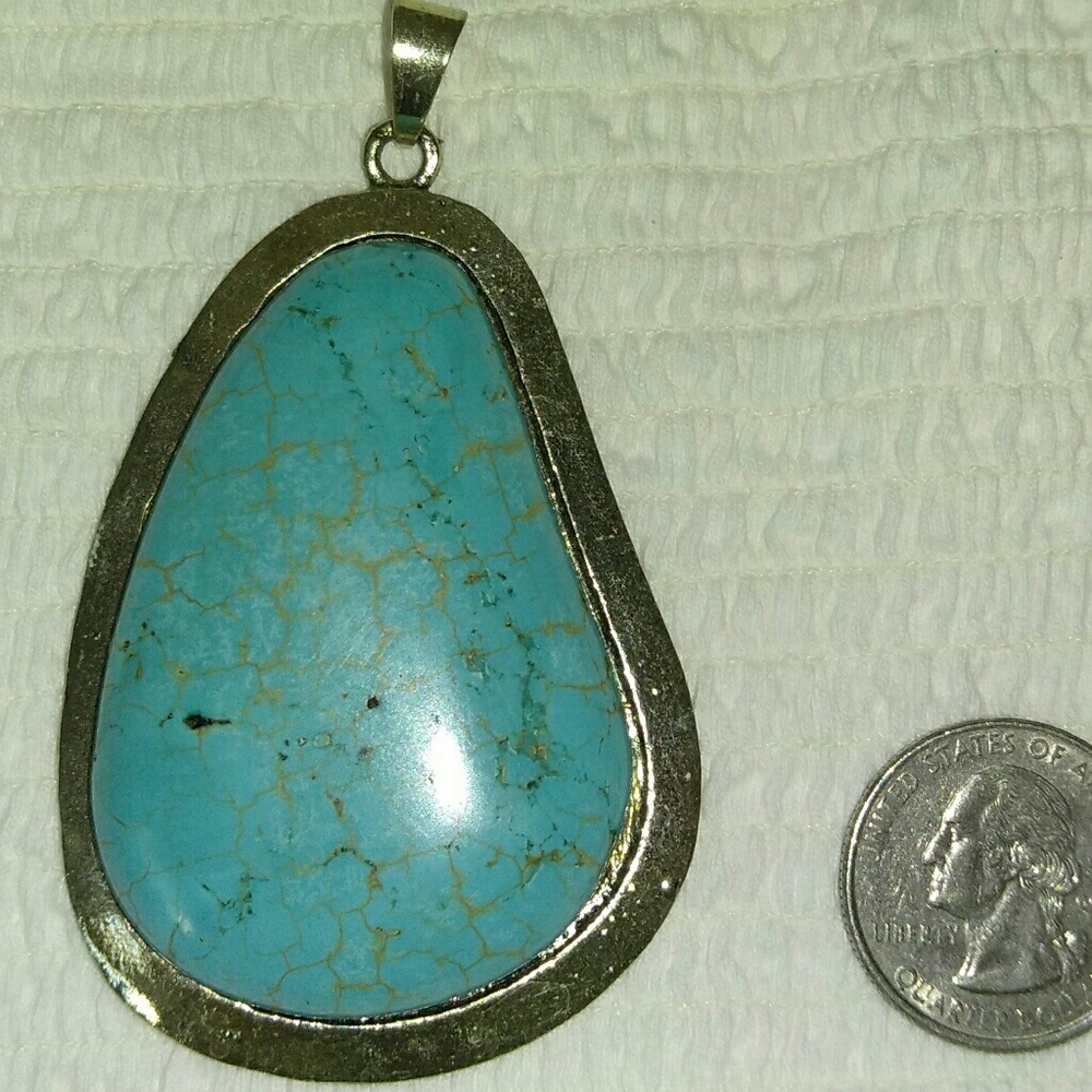 Stunning accent piece, large turquoise pendant..