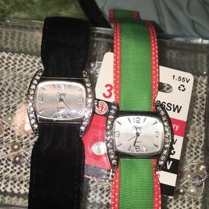 Watch w/2 bands Christmas & Velvet OSFA NWT