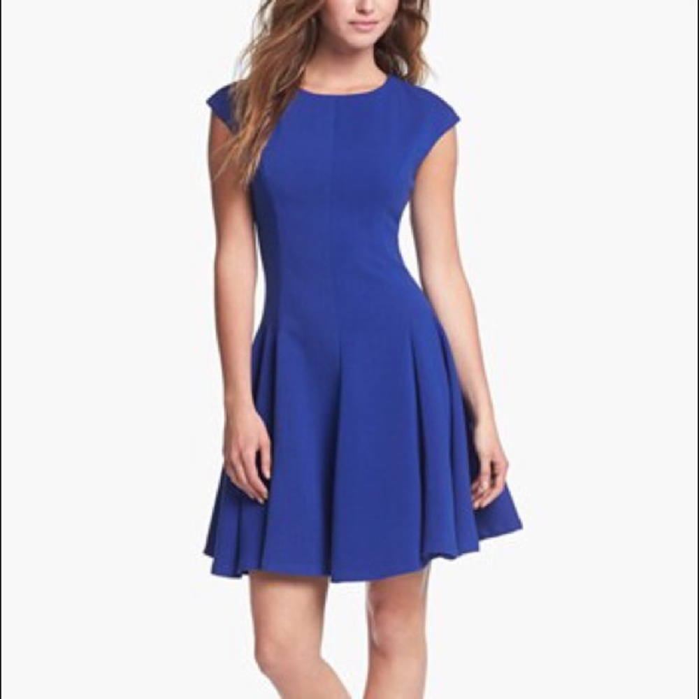 Eliza J Ponce knit Skater Dress in Royal Blue