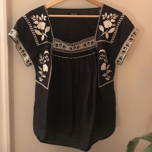 Madewell embroidered peasant top