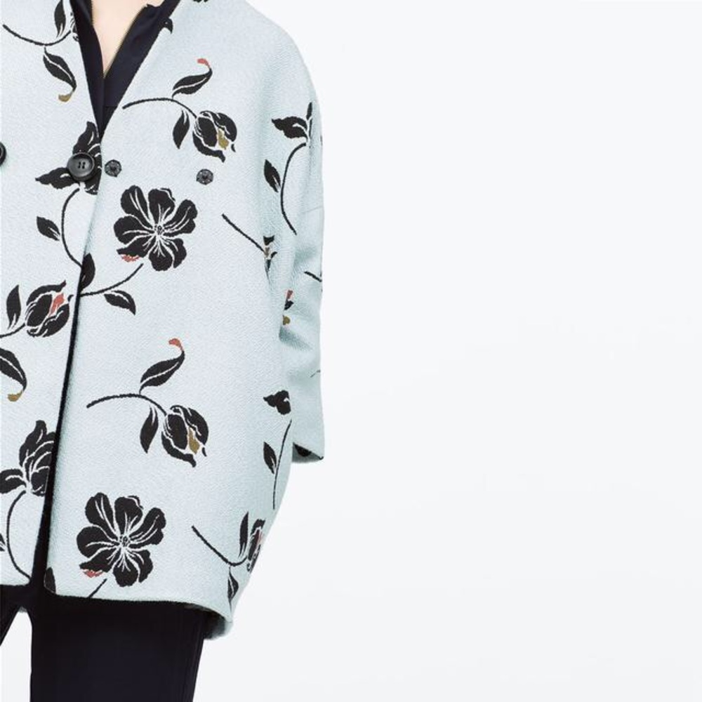 Zara Floral Jacquard Coat