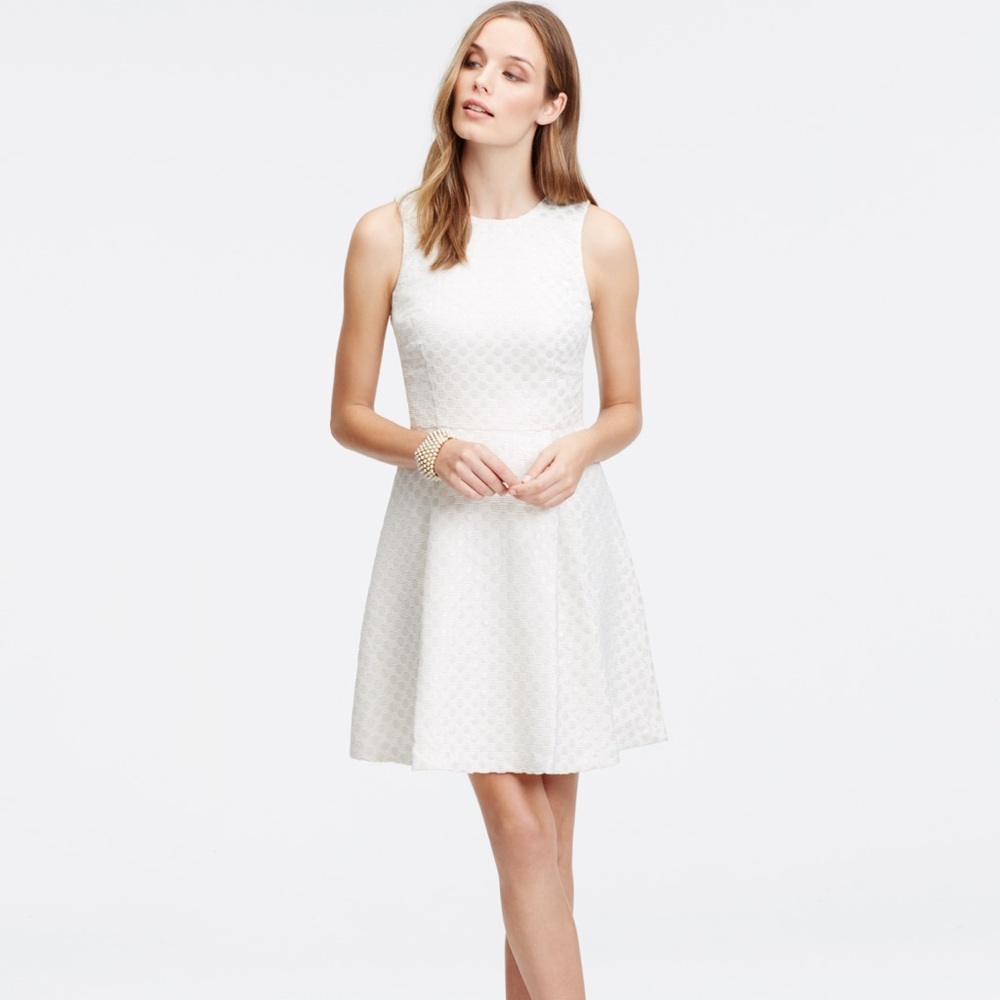 Ann Taylor Shimmer Dot Jacquard Flare Dress