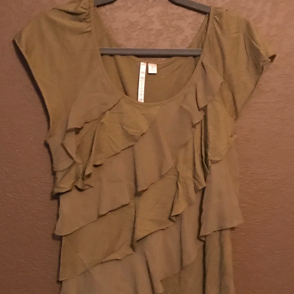 Army Green Ruffle Top