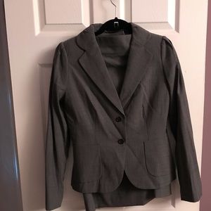 Two piece pin stripe light wool