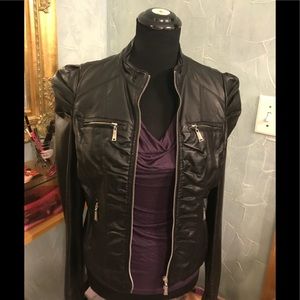 Faux leather moto jacket