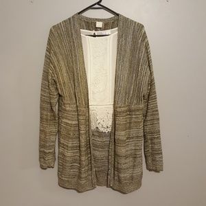 Women's Olive Green and White Cardigan