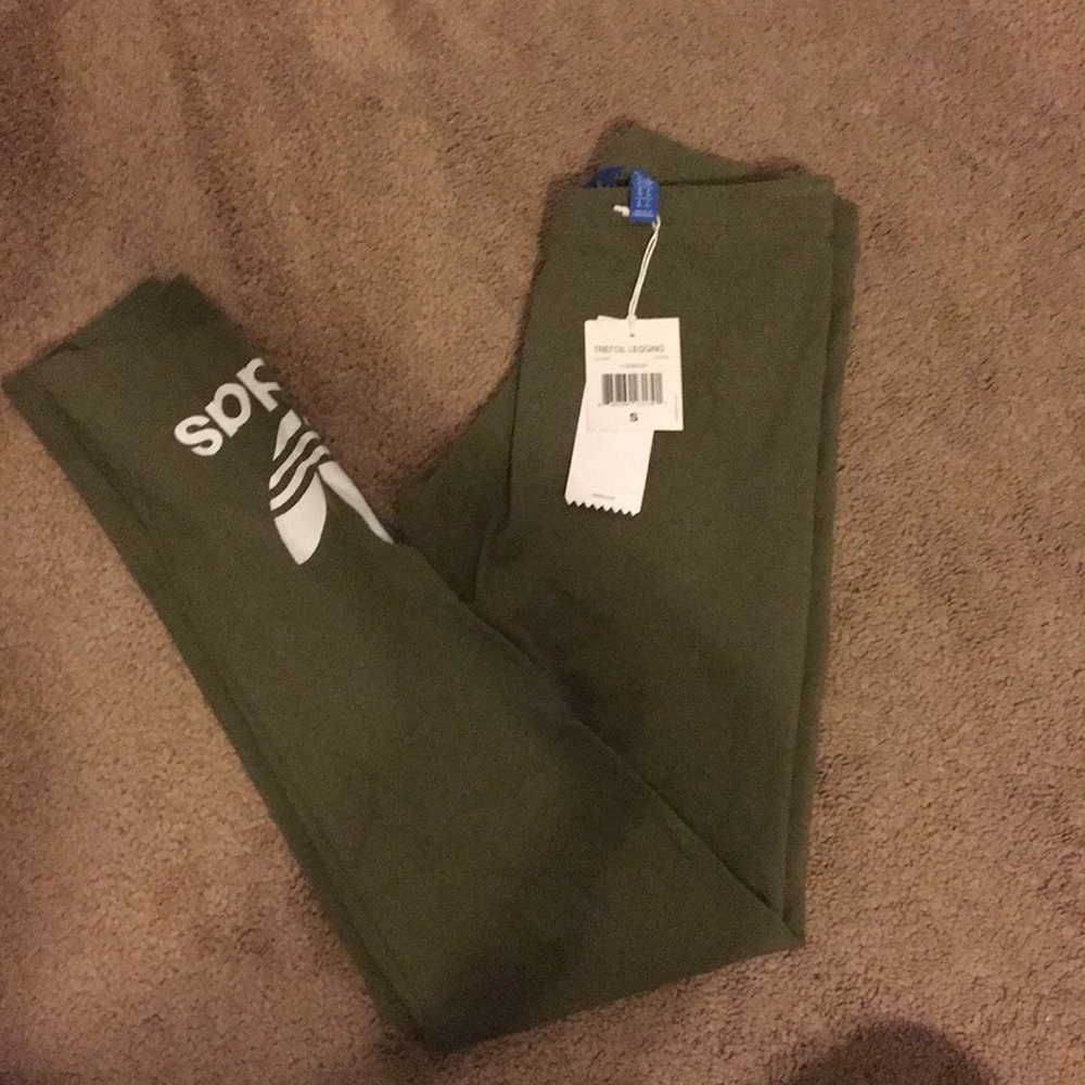 Olive Green Adidas Trefoil Leggings BRAND NEW