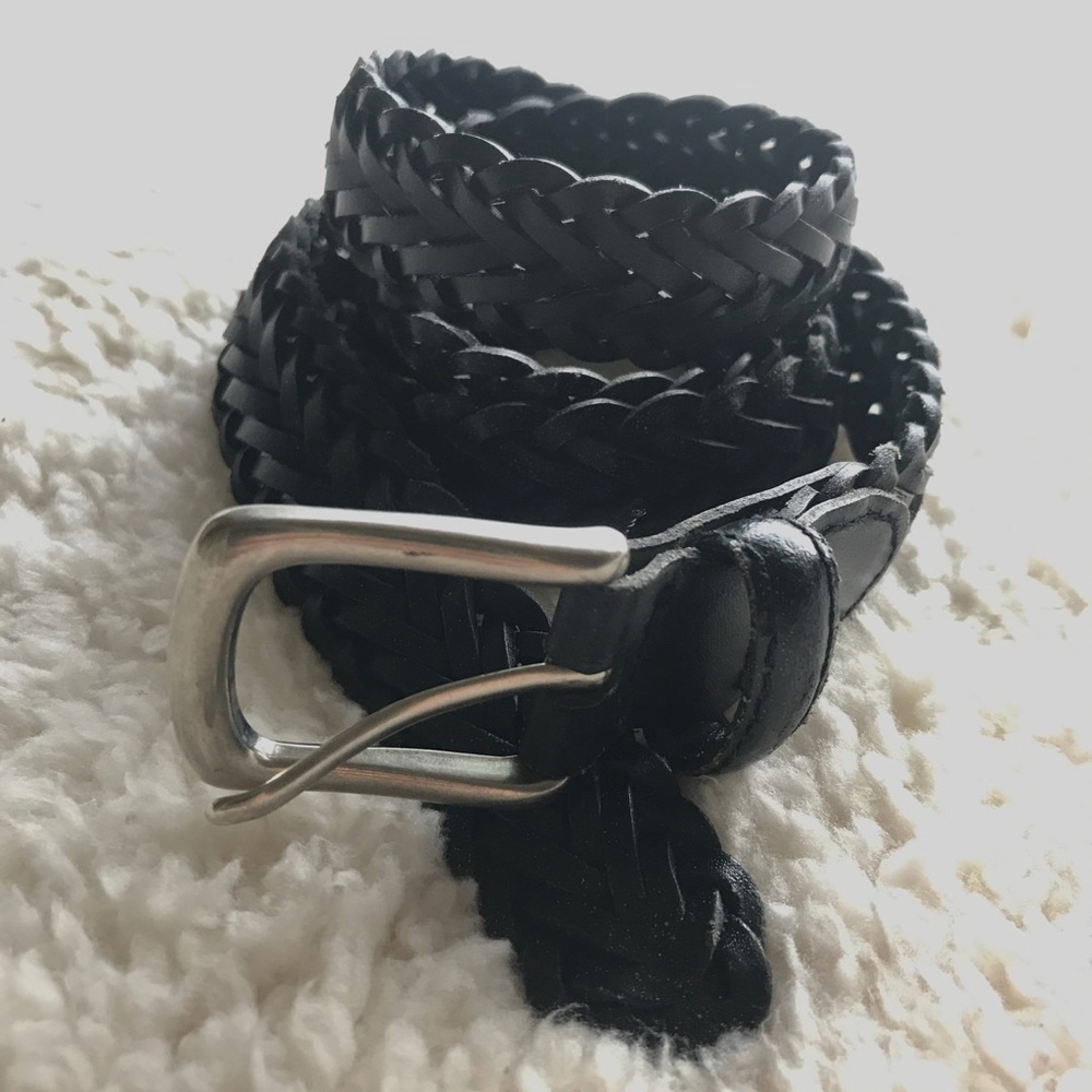 Black Woven Leather Belt