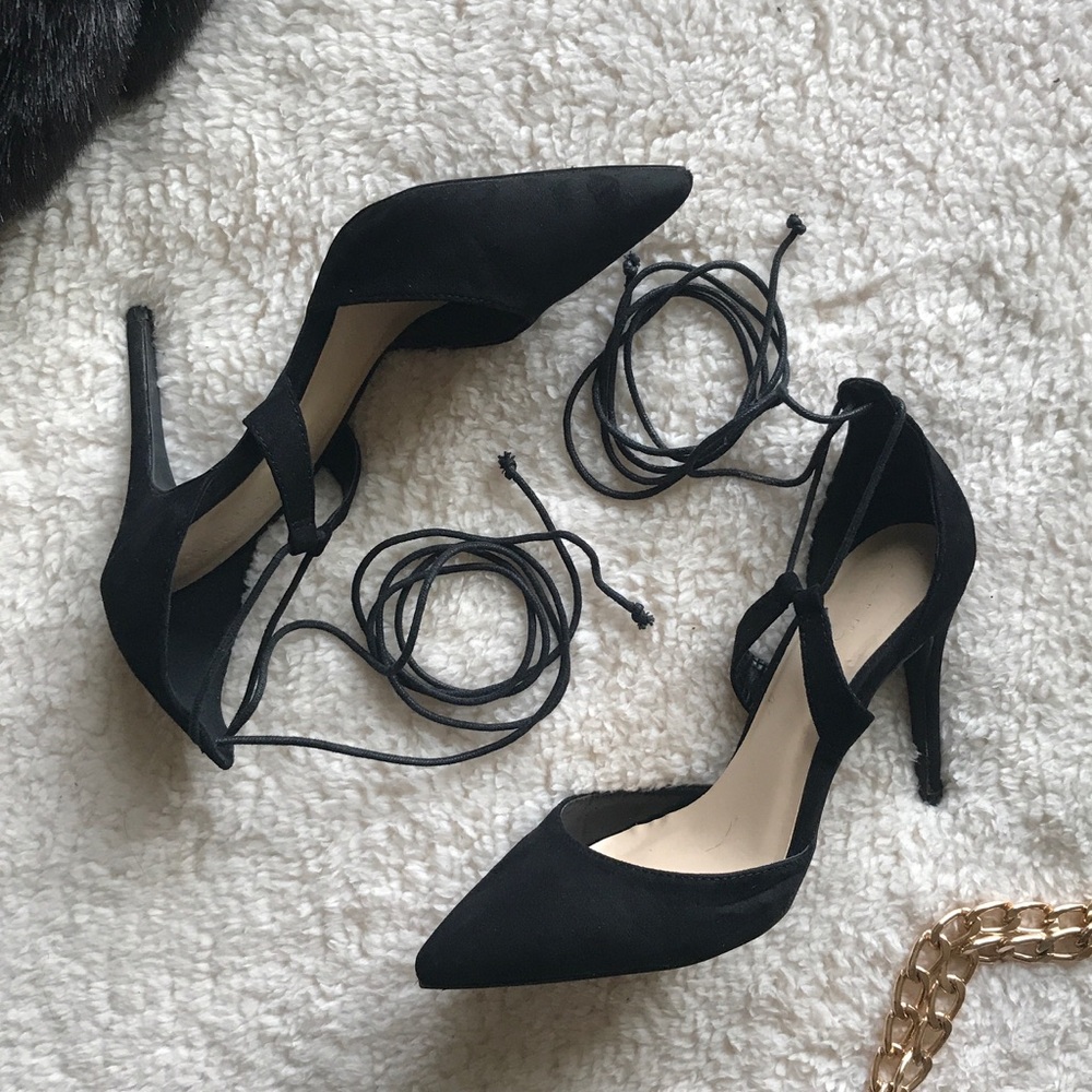 Charlotte Russe Tie-Up Black Heels