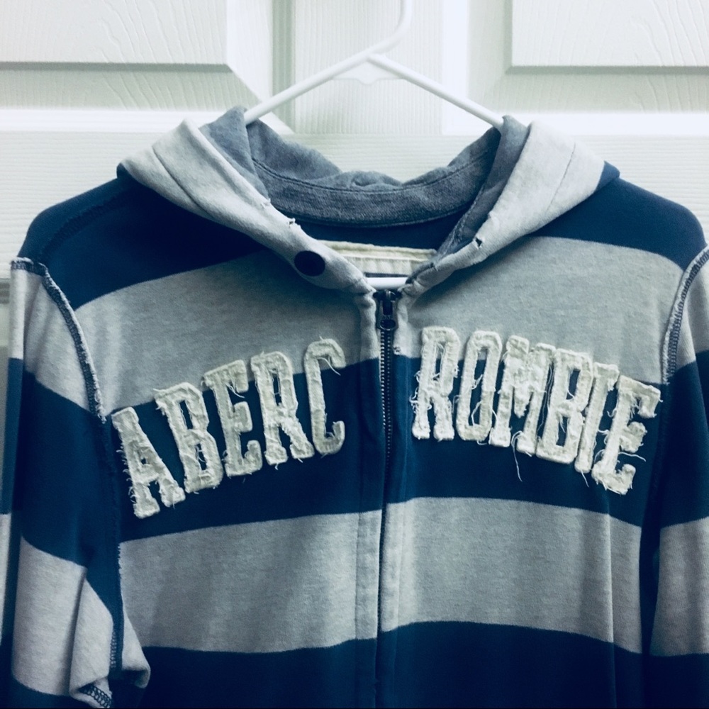 Abercrombie Navy & Grey striped hoodie