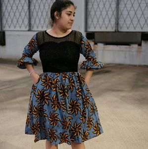 Women african Ankara handmade knee length dress