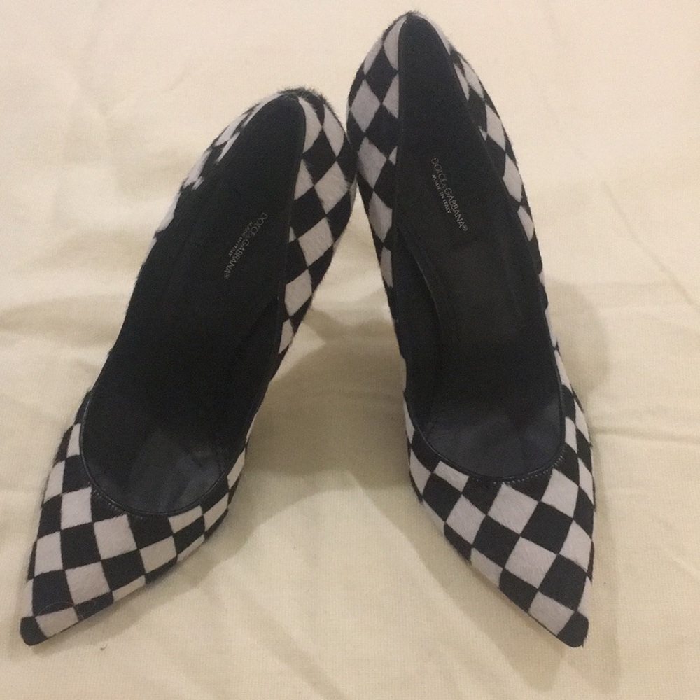 Dolce & Gabbana checkered calf hair pump