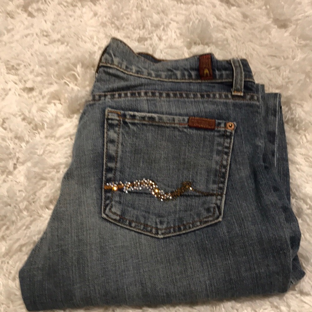 7 For All Mankind Embellished pocket cropped jeans