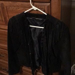 Vintage suede fringe short jacket!