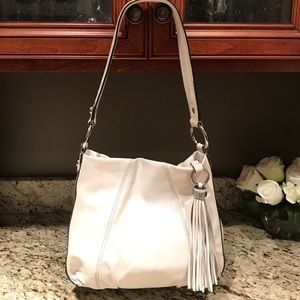 Makowsky White Leather Shoulder Bag