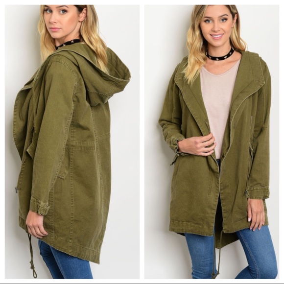 Army Green Hooded Jacket - Picture 2 of 3