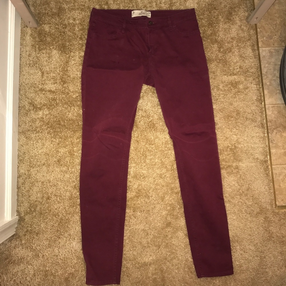 Burgundy skinny jeans