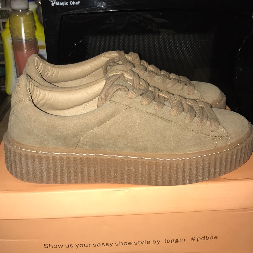 Tan suede creepers